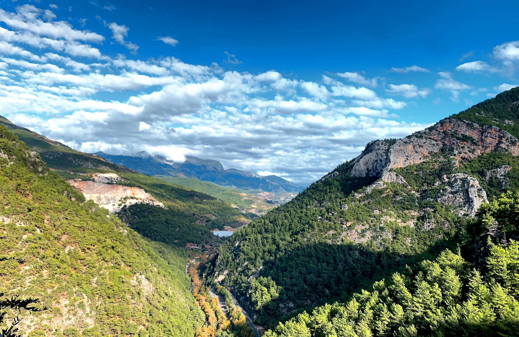 A landscape in Alanya - blue sky and hills covered with green plants