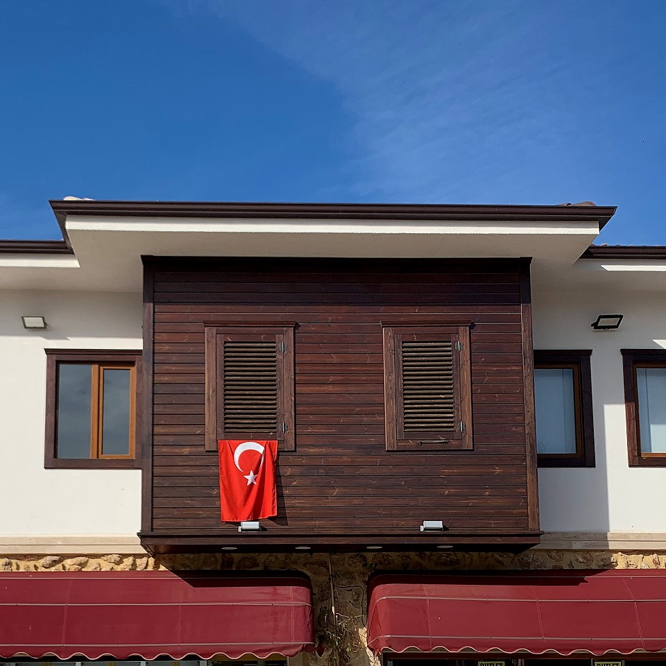 A wooden window of a house in Side, Southern Turkey