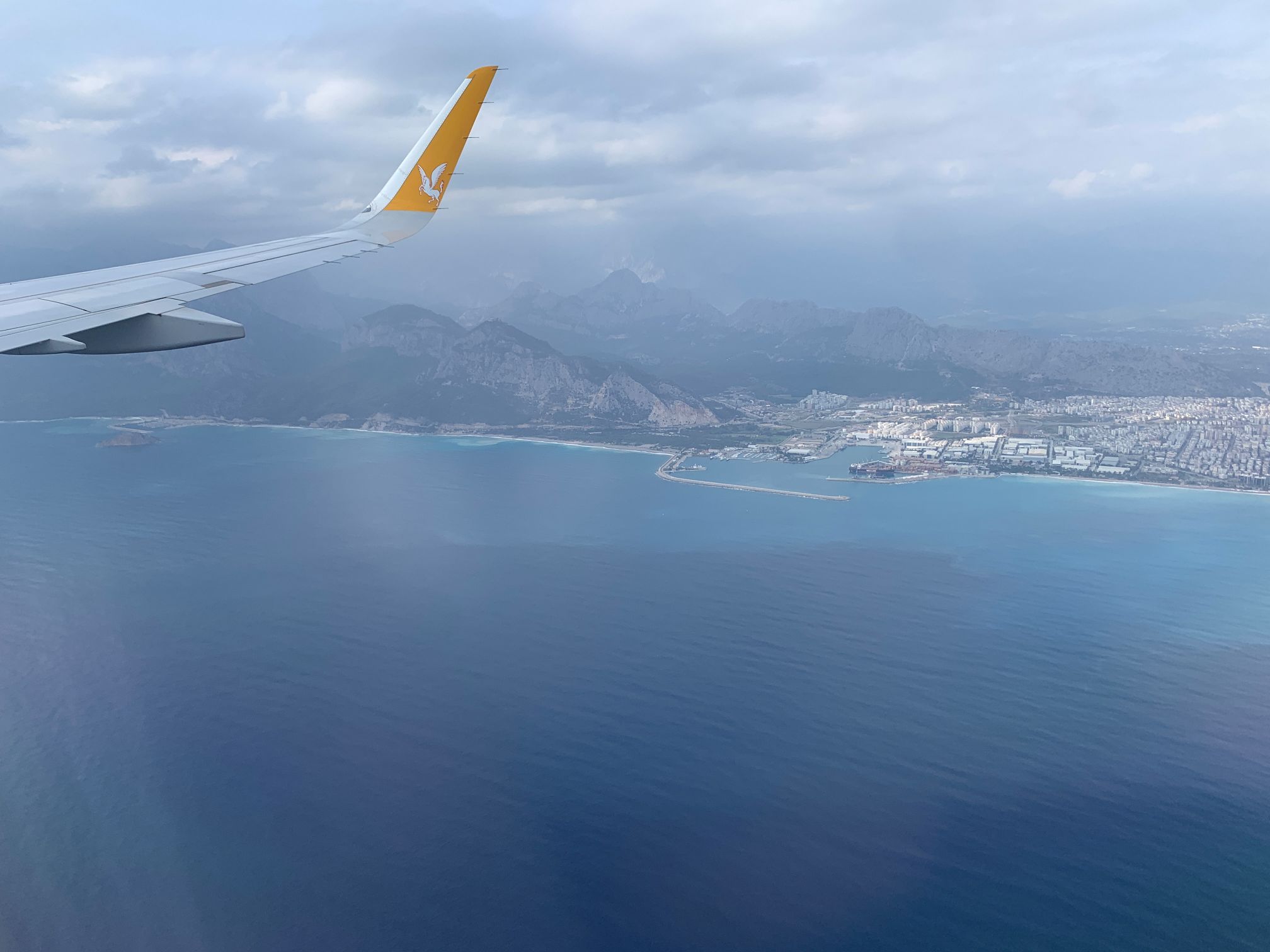Antalya's coastline as seen from the airplane