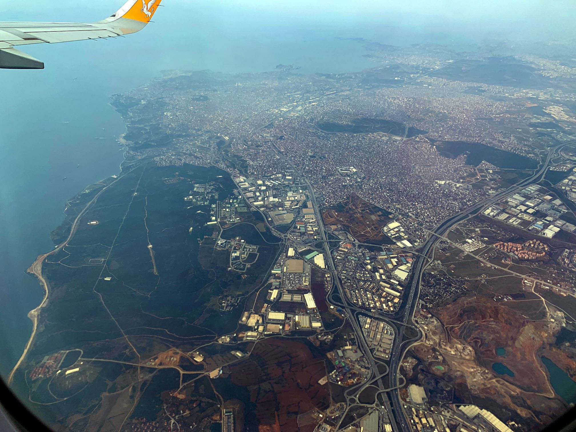 The city of Antalya as seen from the airplane